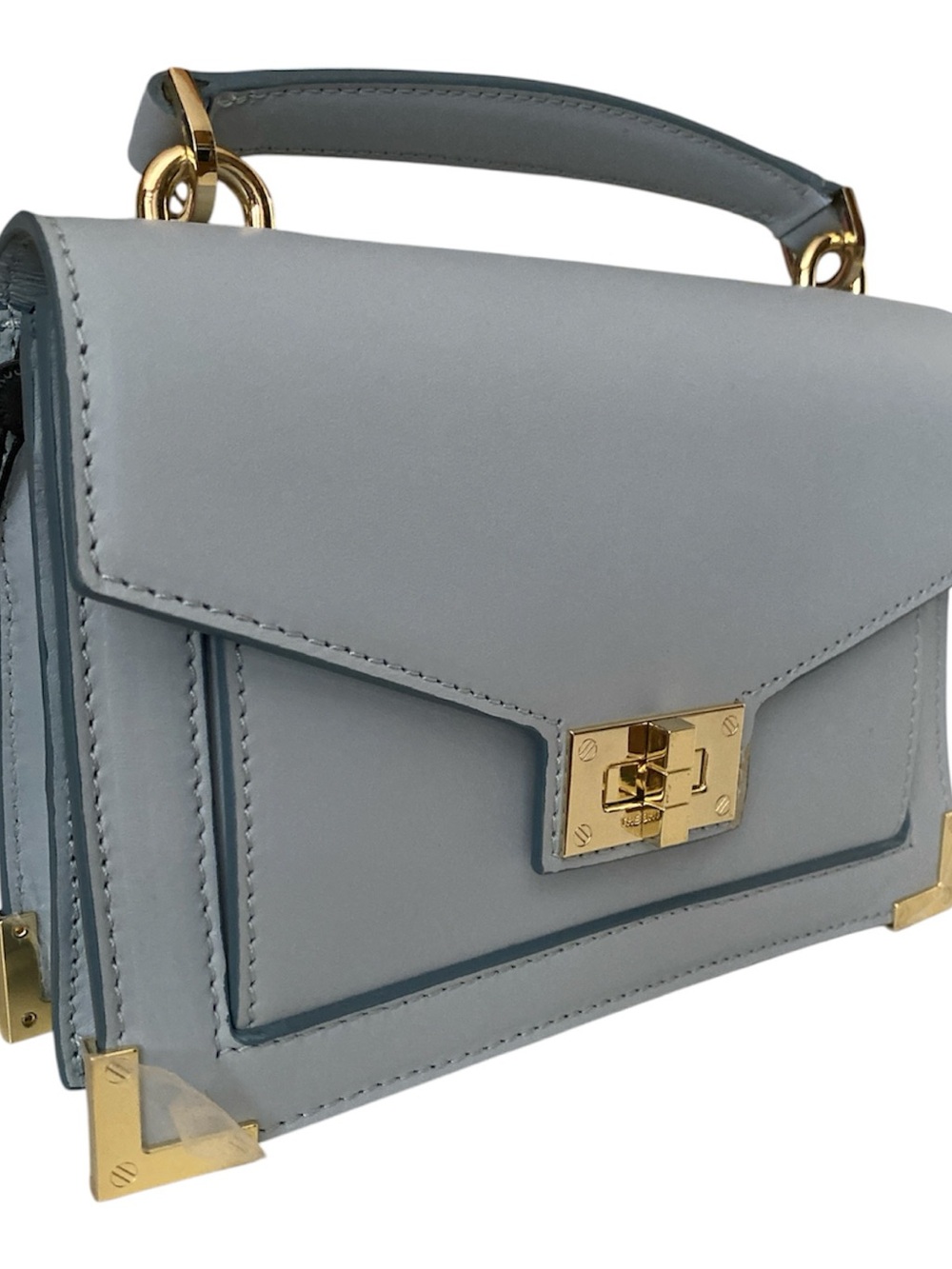 The Kooples Pale Blue Emily Leather Satchel with Gold Hardware NWT